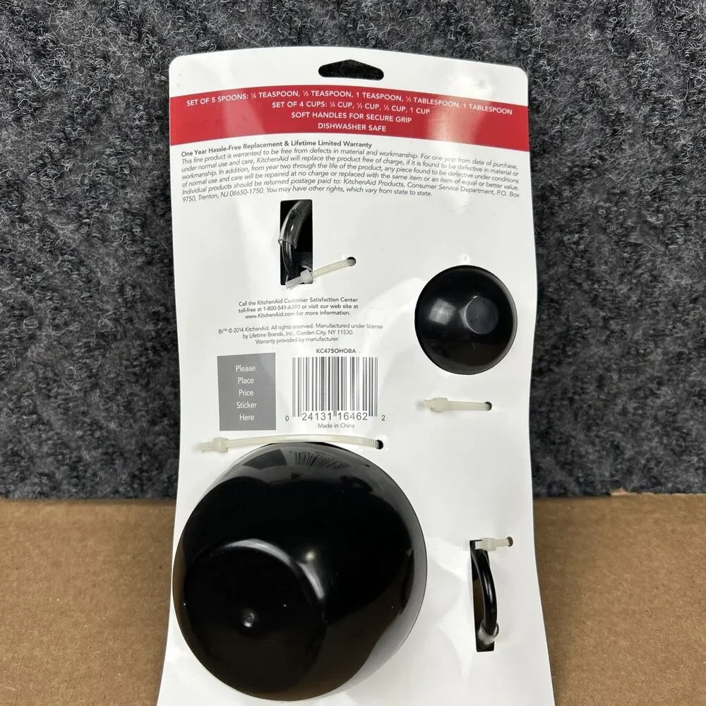 New KitchenAid Black Set of 9 Measuring Cups and Spoons Black